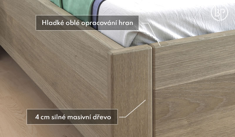 Detail opracování úložné postele Vanda